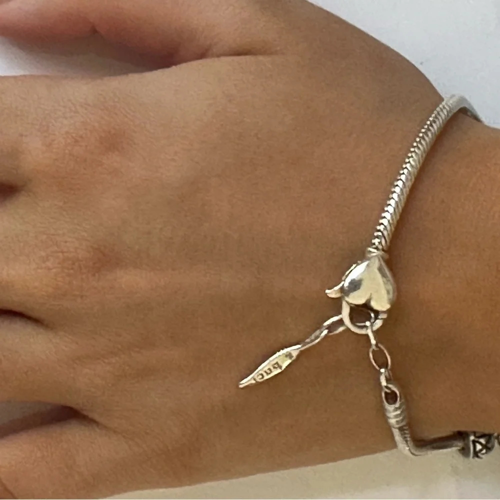 Amore & Baci 925 Sterling Elegant Blue and Gold Charm Bracelet